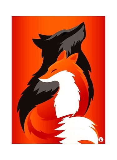 Fox Themed Decorative Metallic Plate Orange/Black/White 20x15cm