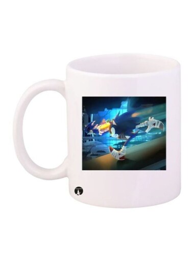 Sonic Hedgehog Printed Coffee Mug White/Blue/Black
