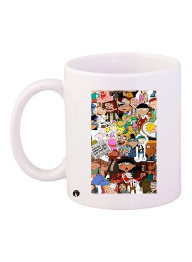 Cartoon Printed Coffee Mug White/Beige/Red 11ounce
