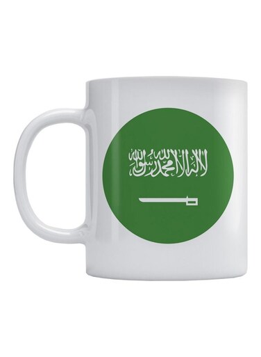 Saudi Arabia Flag Printed Mug White/Green 350ml
