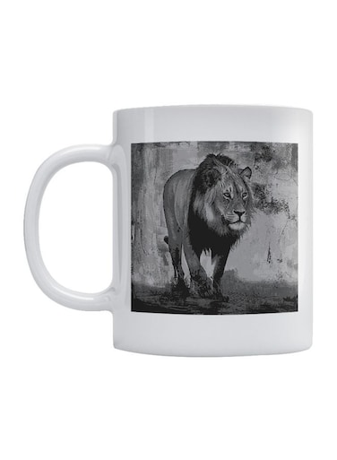 Lion Printed Mug Whie/Grey