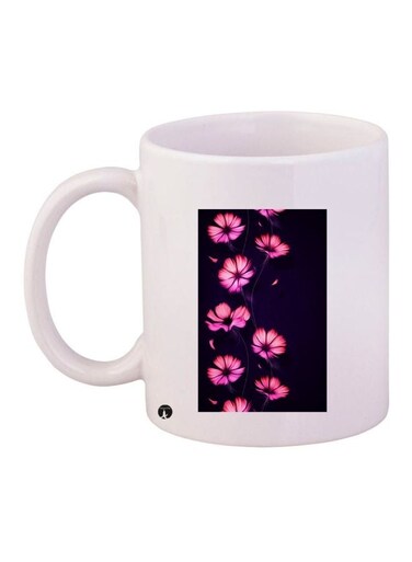 Floral Printed Coffee Mug White/Pink/Purple 11ounce