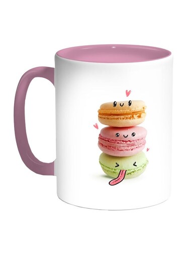 Food Time Printed Coffee Mug White/Green/Pink 11ounce