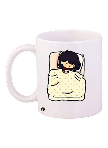 Girl Printed Coffee Mug White/Black/Yellow 11ounce