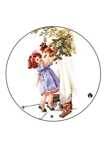 Vintage Art Printed Fridge Magnet Round Multicolour