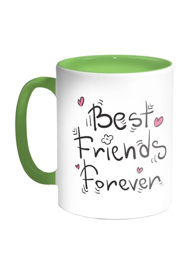 Best Friends For Ever Printed Coffee Mug White/Black/Green