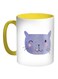 Happy Cat Printed Coffee Mug Blue/White/Yellow 11ounce