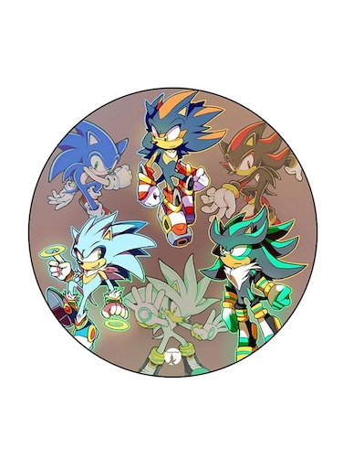 Video Game Sonic Printed Fridge Magnet Round Multicolour