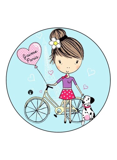 Cartoon Girl Printed Fridge Magnet Blue/Pink/Beige 5.5cm