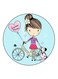 Cartoon Girl Printed Fridge Magnet Blue/Pink/Beige 5.5cm