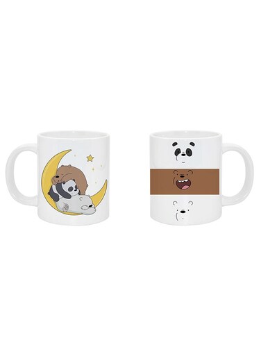 Set Of 2 Bear Panda Printed Coffee Mug White/Brown/Yellow