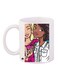 Cartoon Girls Printed Coffee Mug White/Brown/Pink 11ounce