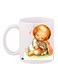 Baby And Kitten Printed Coffee Mug White/Grey/Yellow 11ounce