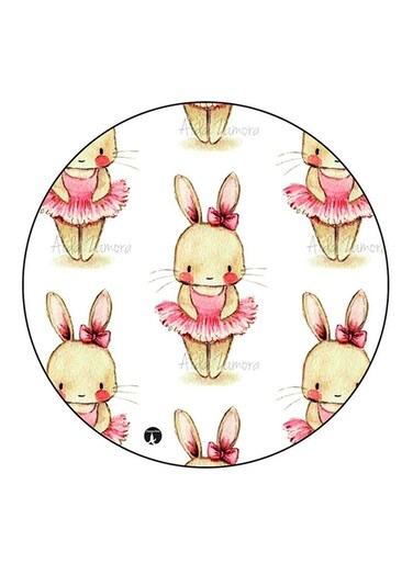 Rabbits Printed Fridge Magnet Round Multicolour