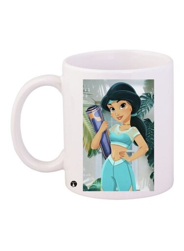 Jasmine Printed Coffee Mug White/Blue/Beige 11ounce