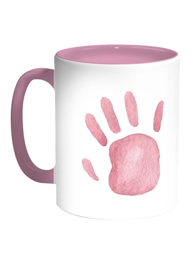 Palm Of The Hand Printed Coffee Mug White Pink