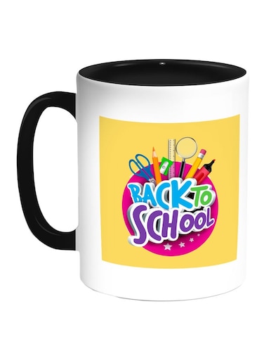 Back To School Printed Coffee Mug Black/White/Yellow