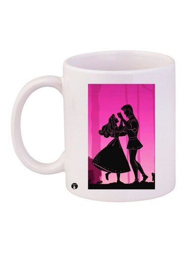 Couple Printed Ceramic Coffee Mug White/Purple/Black 11ounce
