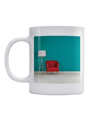 Ceramic Chair Printed Coffee Mug White/Blue/Red 350ml