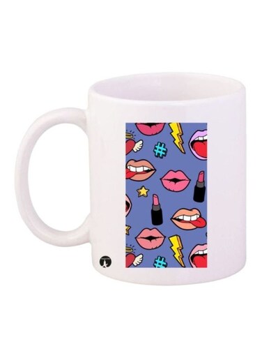 Lips Printed Coffee Mug White/Blue/Pink