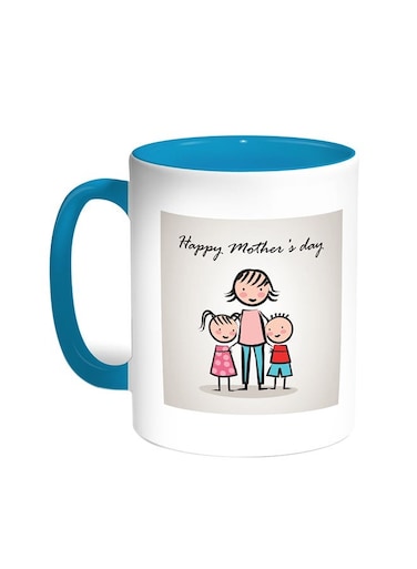 Happy Mother's Day Printed Coffee Mug Turquoise/White 11ounce