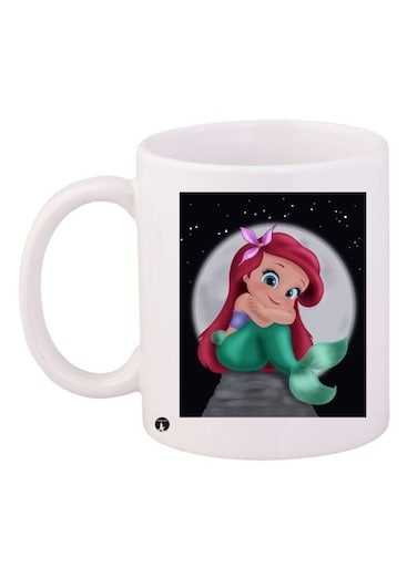 Little Mermaid Printed Coffee Mug White/Green/Black 11ounce