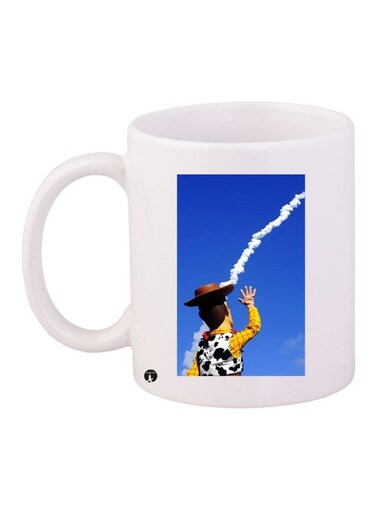 Cartoon Printed Coffee Mug White/Blue/Black 11ounce