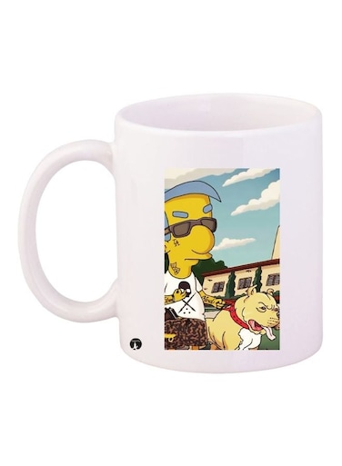 Cartoon Printed Coffee Mug White/Yellow/Beige 11ounce