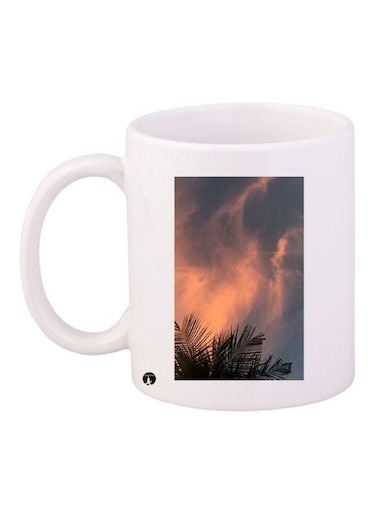 Nature Printed Coffee Mug White/Blue/Beige 11ounce