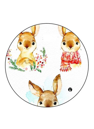 Rabbits Printed Fridge Magnet Round Multicolour