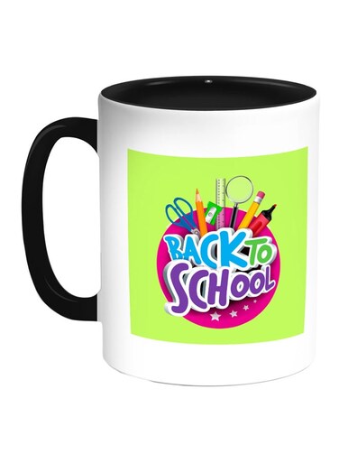 Back To School Printed Coffee Mug Black/White/Light Green
