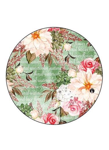 Flowers Printed Fridge Magnet Round Multicolour