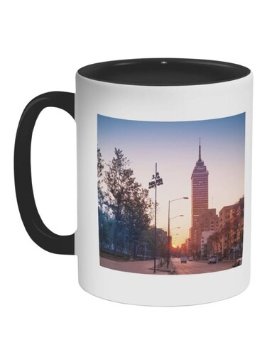 City Painting Printed Ceramic Coffee Mug Black/White/Blue 11ounce