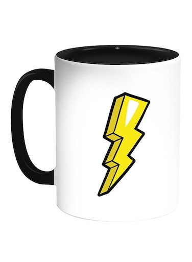 Electric Thunderbolt Printed Coffee Mug White/Black 11ounce