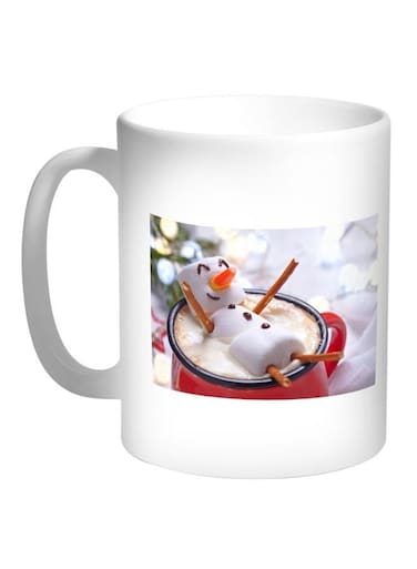 Warmer Coffee Printed Coffee Mug White/Red/Brown 11ounce