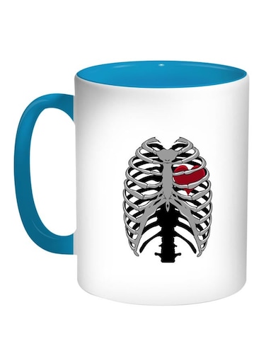 Printed Coffee Mug Blue/White/Grey