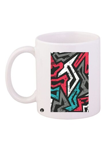 Printed Coffee Mug White/Red/Grey 11ounce
