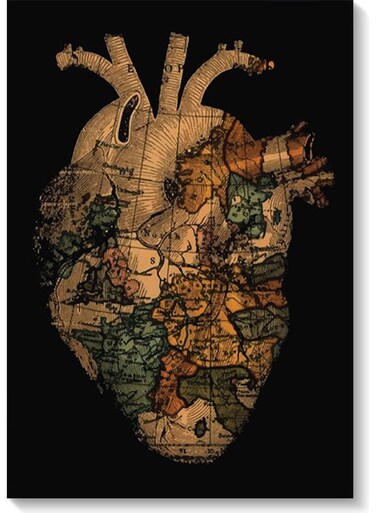 Heart Themed Wall Painting Black/Beige/Brown 40x60cm