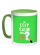 Keep Calm And Ask Questions Printed Coffee Mug Light Green/White/Green 11ounce