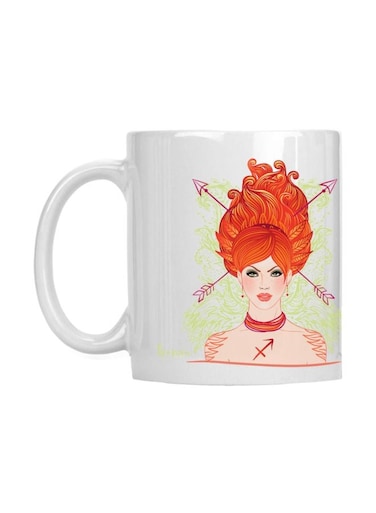 Sagittarius Zodiac Mug White/Orange 22cm