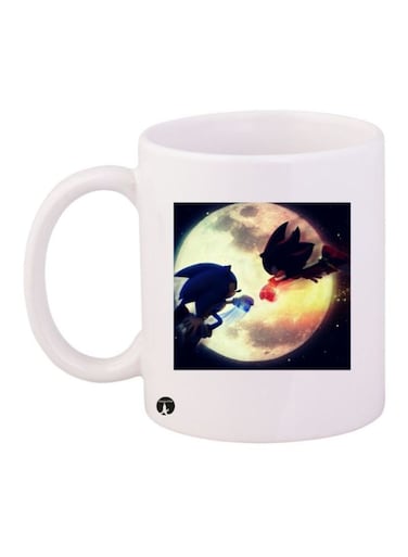 Sonic Video Game Printed Mug White/Red/Blue Standard Size