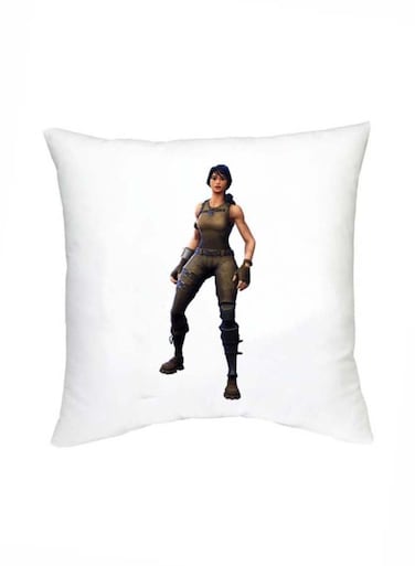Fortnite Character Printed Decorative Cushion White/Grey/Beige 16x16inch