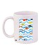 Fish Printed Coffee Mug White/Blue/Yellow 11ounce