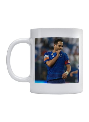 Yaser Al-Qahtani Face Printed Mug White/Blue/Red 350ml