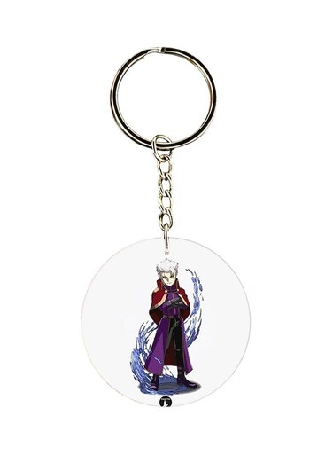 Double Sided Anime Hunter X Printed Keychain Purple/White/Red