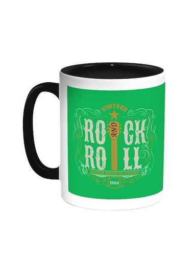 Rock And Roll Printed Coffee Mug Black/White 11ounce