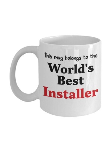 World's Best Installer Printed Coffee Mug White/Black/Red