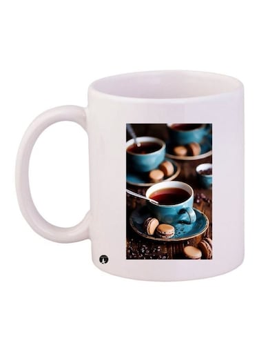 Cookie Printed Coffee Mug White/Brown/Blue 11ounce