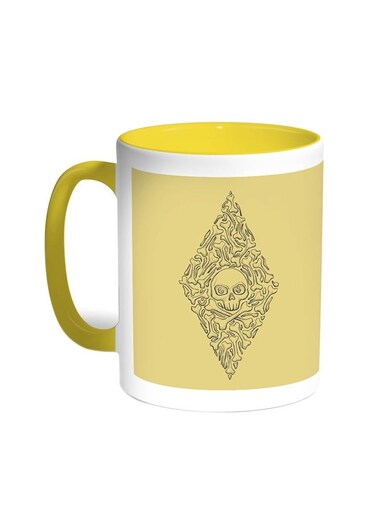 Bones And Skull Printed Coffee Mug Yellow/White 11ounce