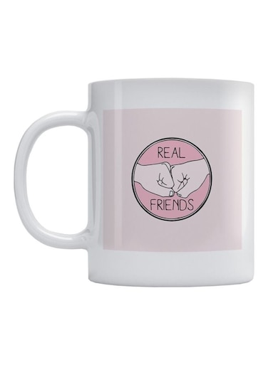 Real Friends Printed Ceramic Mug White/Pink/Black